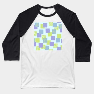 Melon, lavender sky blue mod squares on pale blue Baseball T-Shirt